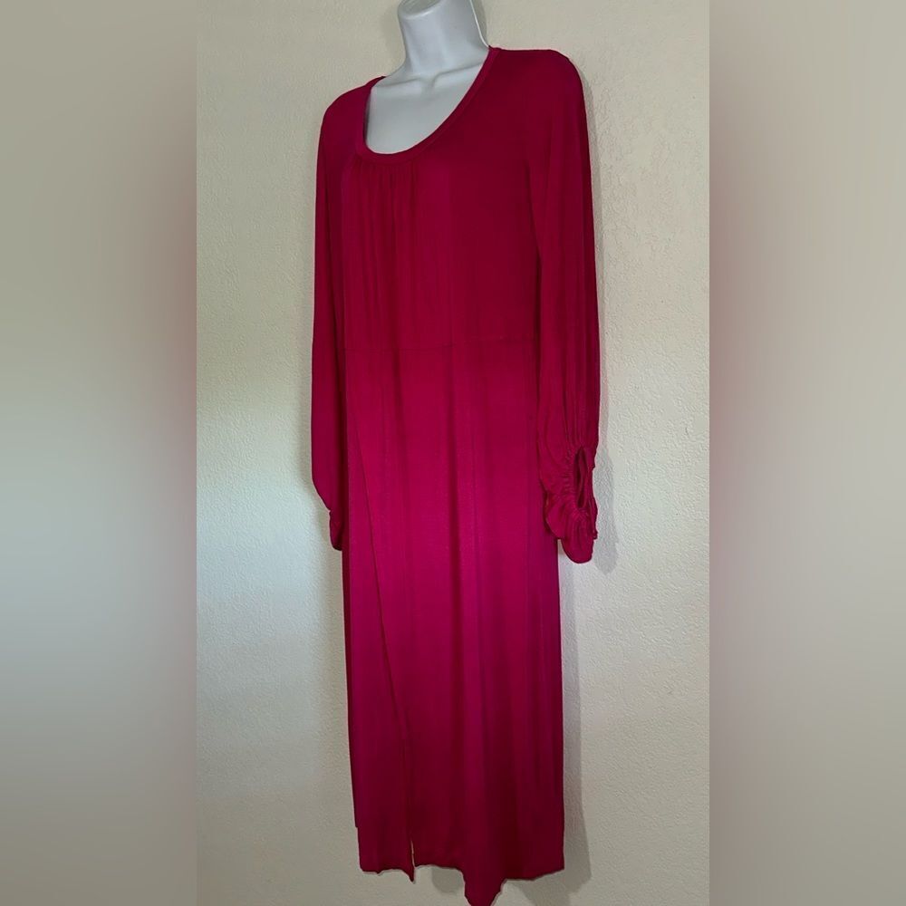 FP Beach Long tie Sleeve Maxi Split hem Dress size XSTP Pink Rose oversized - Picture 2 of 8